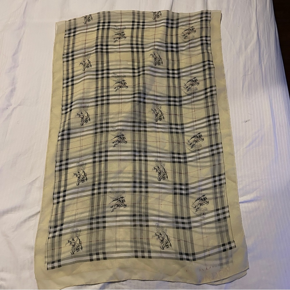 Burberry Plaid Beige and Black Scarf